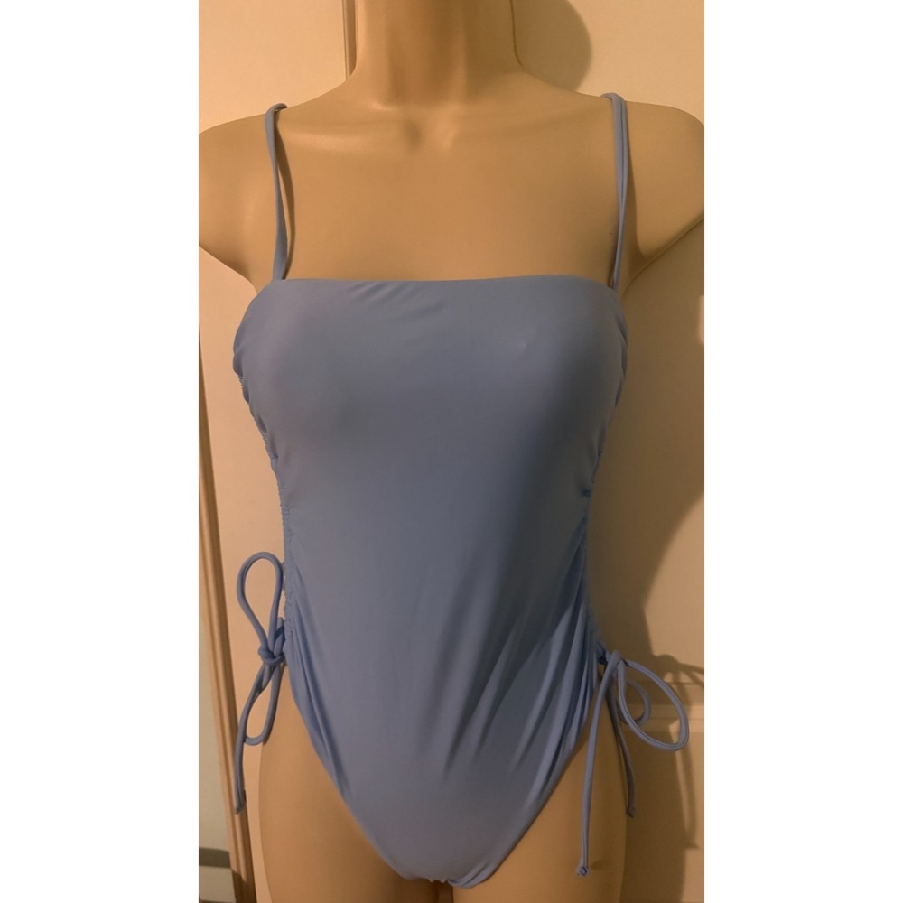 NWT No Boundaries Light Blue 1-Pc Swimsuit Cheeky High Leg XS (0-2)